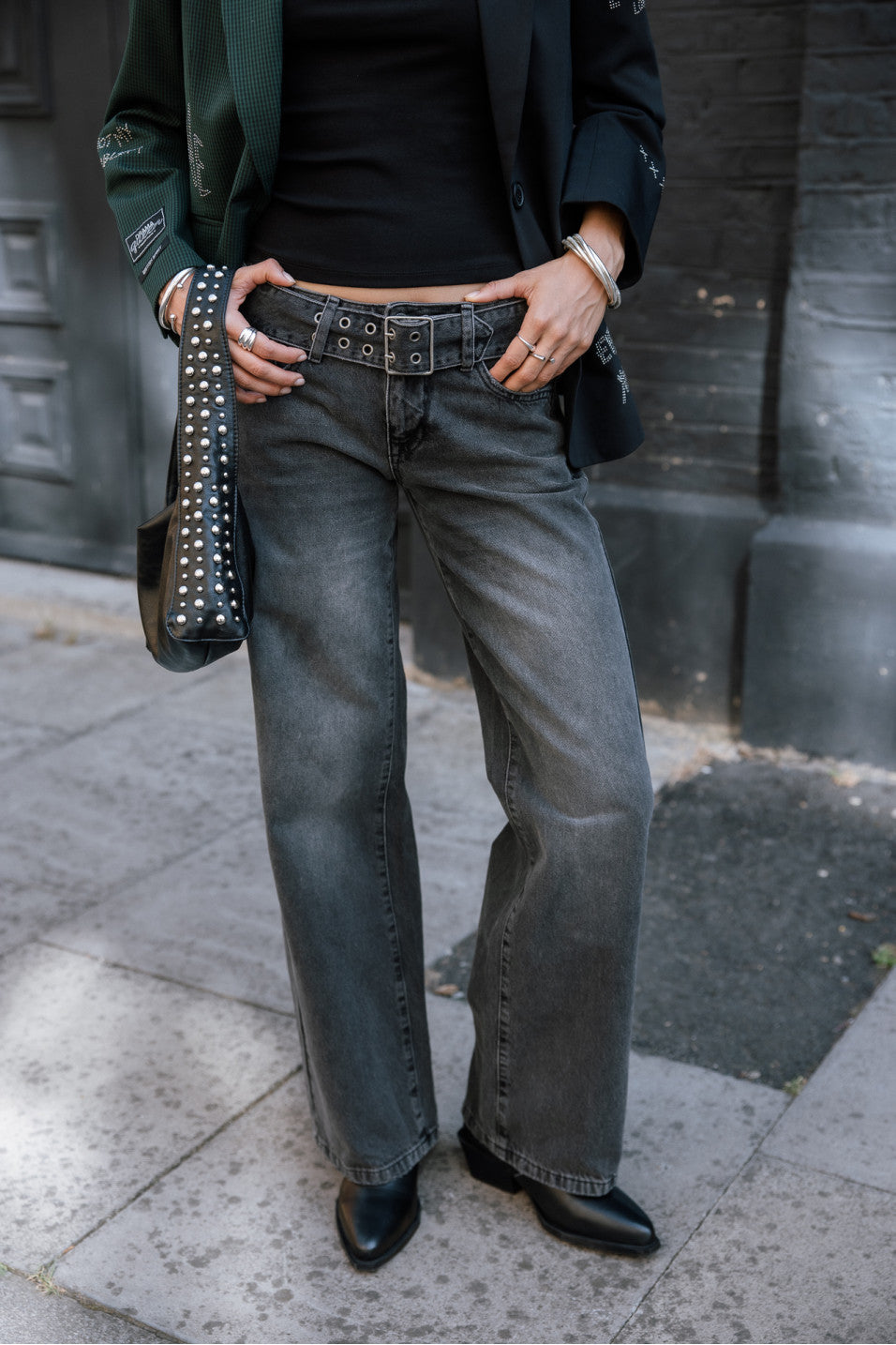 Pantalon negro  anchos tiro bajo agatha denim blisty Freeman T.Porter