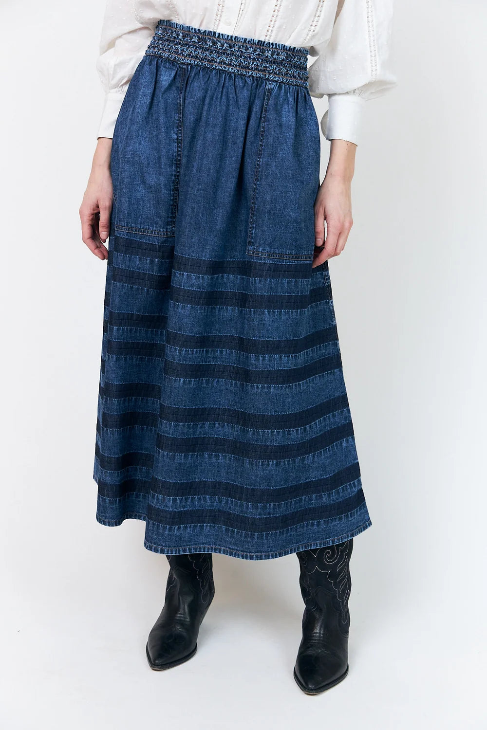 LOLLYS LAUNDRY FALDA MIDI DENIM AMOND