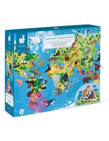Animales En Peligro De Extinción Puzzle Educativo 200 piezas - Dendago
