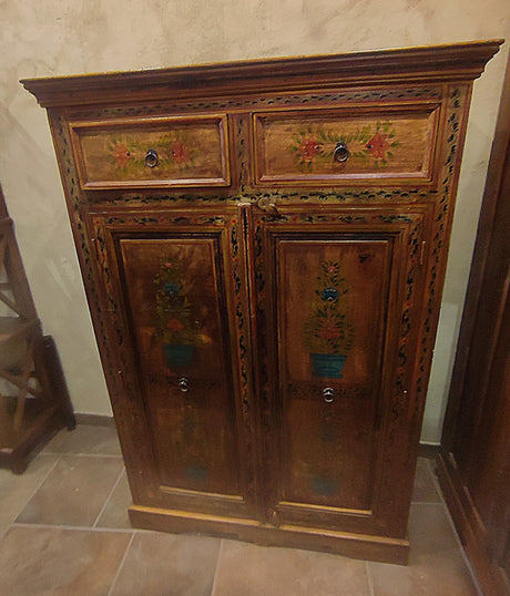 Armario Almirah cerrado indio pintado con dos cajones - Dendago