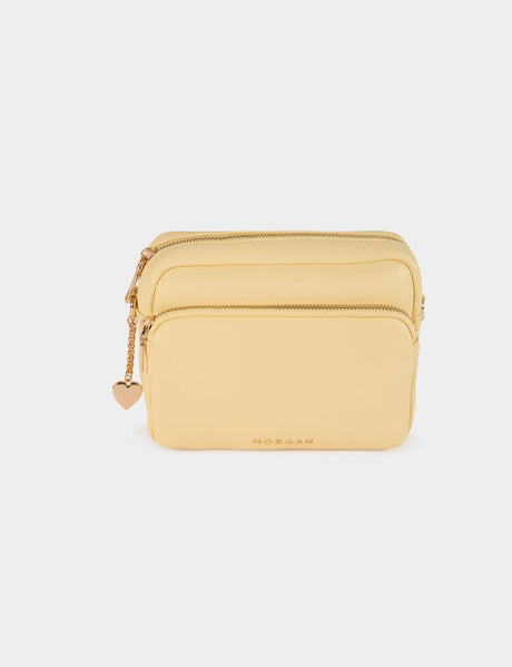 Bolso bandolera de polipiel amarillo pastel Morgan