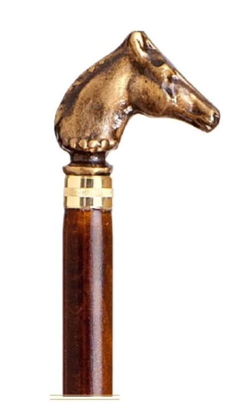 Bastón cabeza caballo de Bronce lacado - Dendago