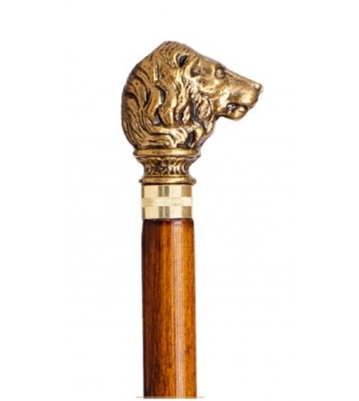 Bastón cabeza León de Bronce lacado 1