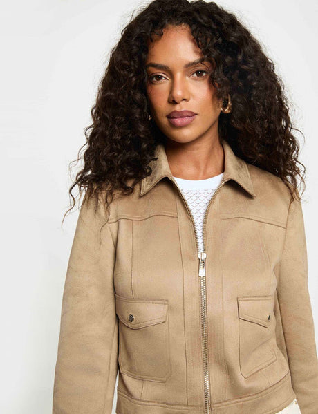 Chaqueta corta antelina topo Morgan