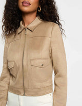 Chaqueta corta antelina topo Morgan