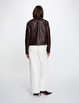 Chaqueta ajustada de cuero sintético burdeos Morgan
