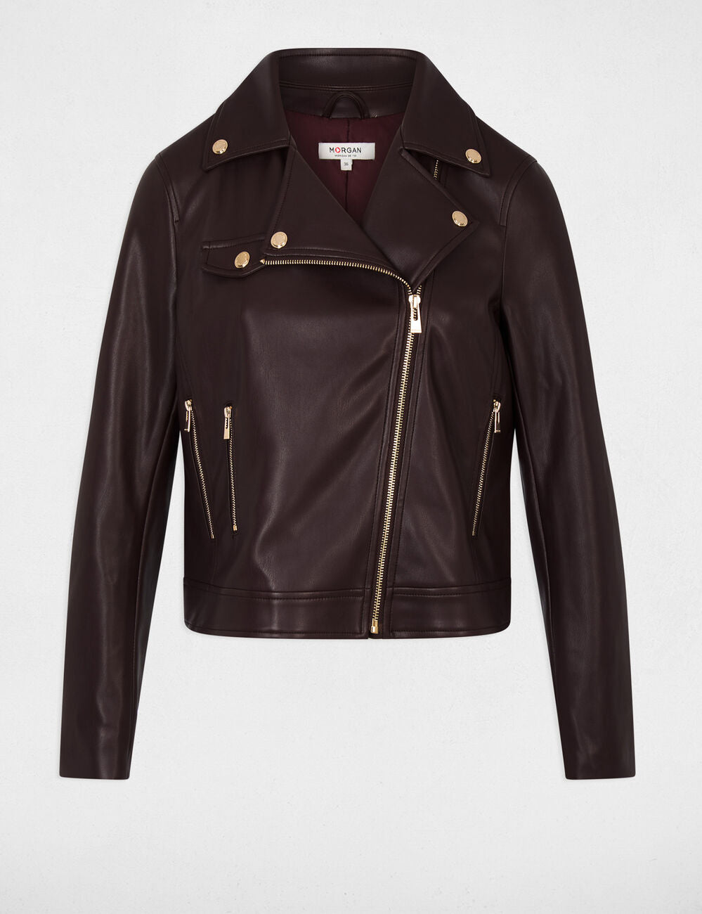 Chaqueta ajustada de cuero sintético burdeos Morgan