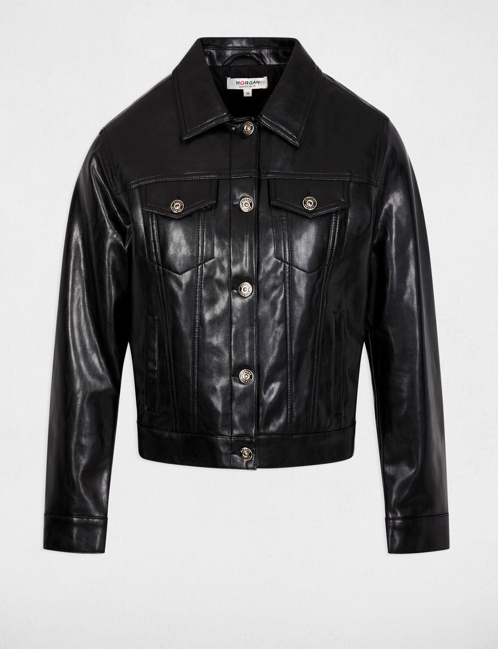 Chaqueta acolchada de cuero sintético negro morgan