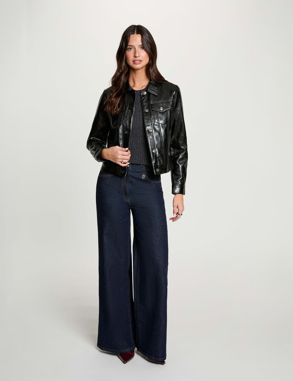 Chaqueta acolchada de cuero sintético negro morgan