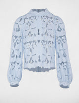 Blusa bordada cuello alto azul cielo Morgan