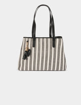 Bolso tote de rayas marfil Morgan