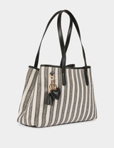 Bolso tote de rayas marfil Morgan