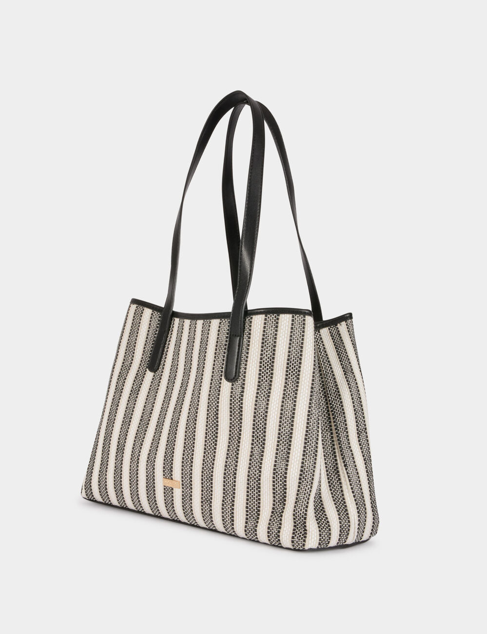 Bolso tote de rayas marfil Morgan