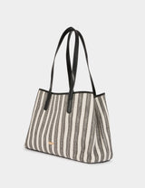 Bolso tote de rayas marfil Morgan