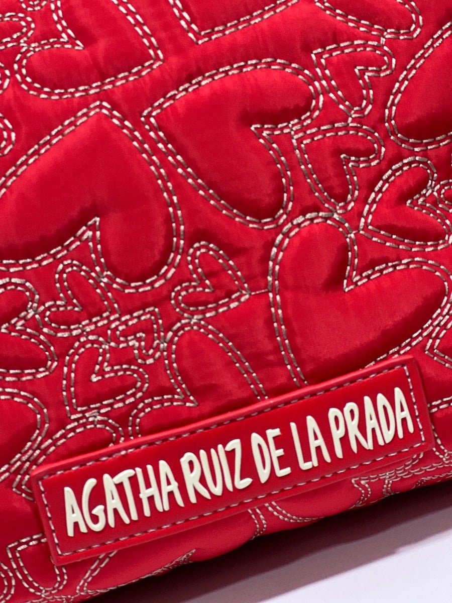 BOLSO BANDOLERA AGATHA RUIZ DE LA PRADA CORAZÓN BORDADO ROJO - Dendago
