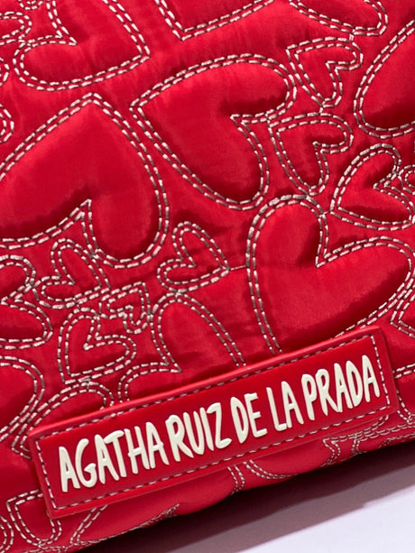 BOLSO BANDOLERA AGATHA RUIZ DE LA PRADA CORAZÓN BORDADO ROJO - Dendago