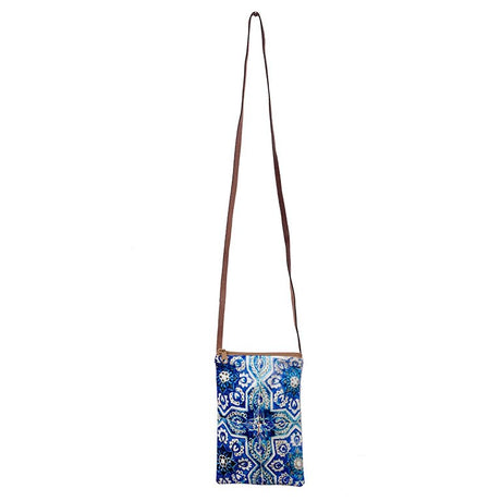 Bolso bandolera con dibujos y cenefas azules - Dendago