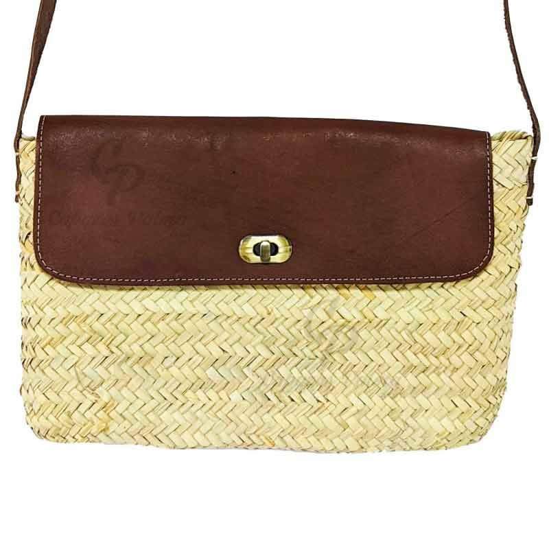 Bolso rectangular de palma con cierre metal - Dendago