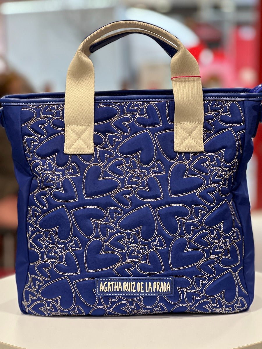 BOLSO SHOPPER AGATHA RUIZ DE LA PRADA CORAZONES AZUL ELECTRICO - Dendago