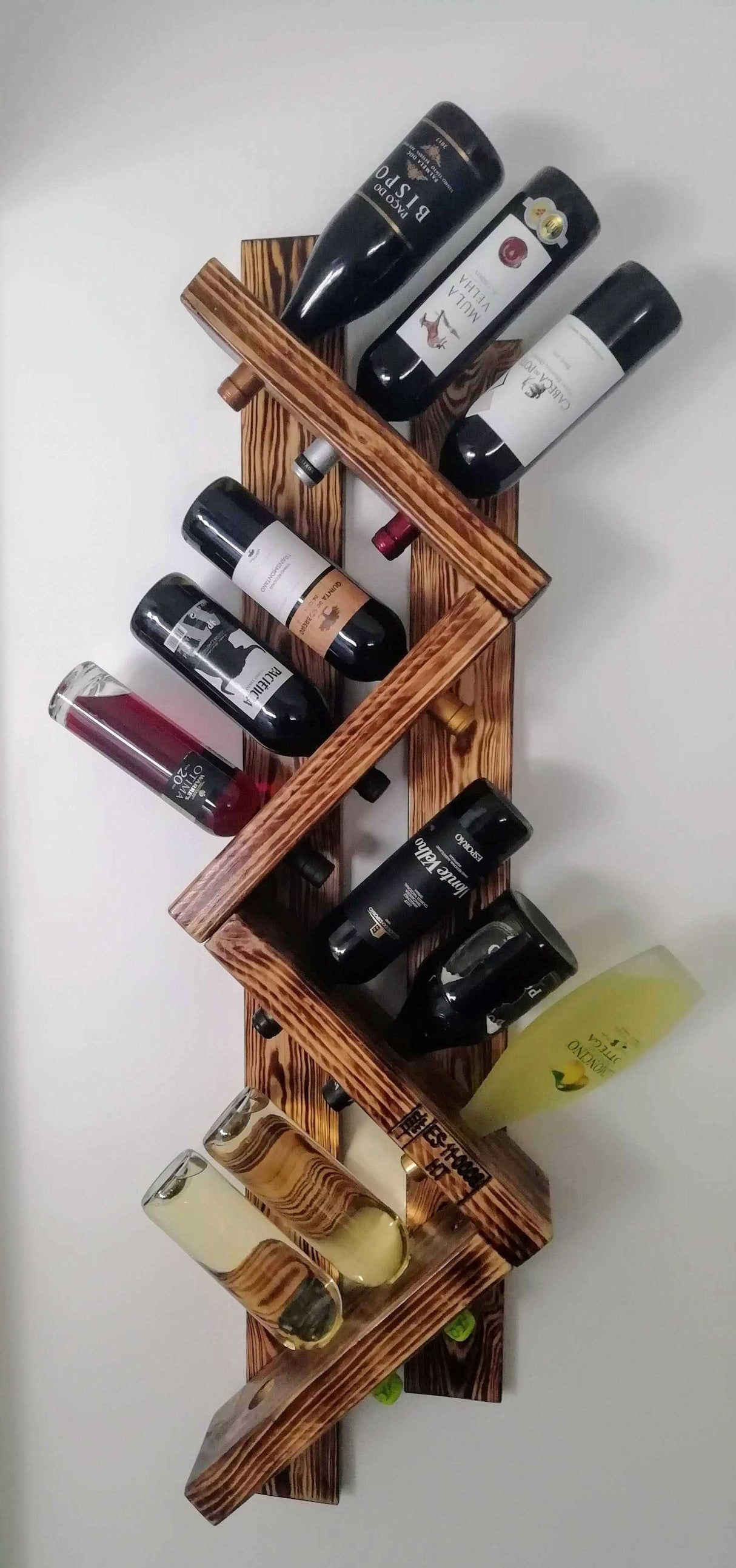 Botellero de Pared "ZigZag" – Serie Elemental (Hecho a Mano)