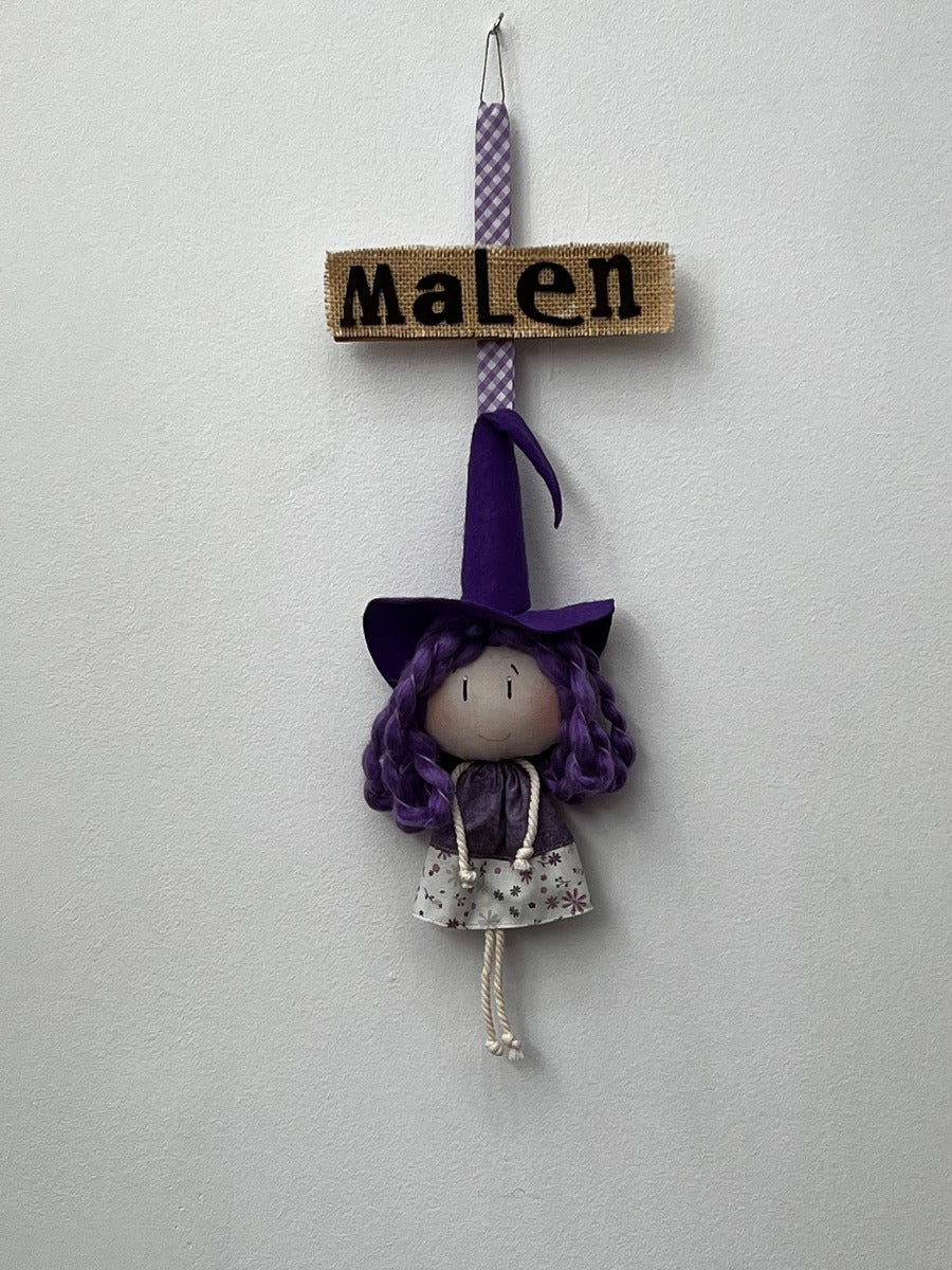 BRUJA PEQUEÑA TRAPO PERSONALIZADA MORADO - Dendago