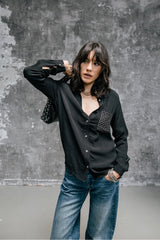 Camisa recta con detalles de tachuelas Cali Plain black Freeman T.Porter
