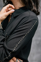 Camisa recta con detalles de tachuelas Cali Plain black Freeman T.Porter