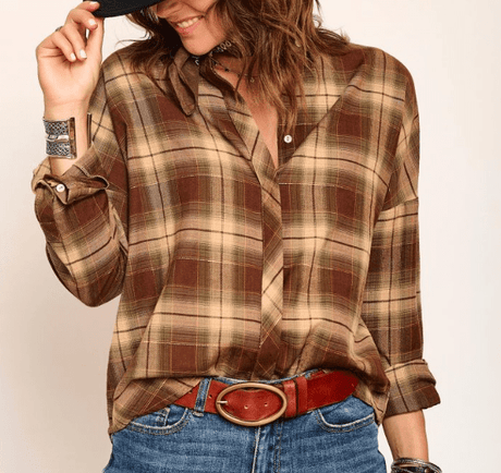 CAMISA CALISSE CUADROS MARRON MKT - Dendago