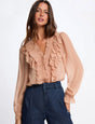 Camisa fluida con cuello en V rosa  salmon Morgan