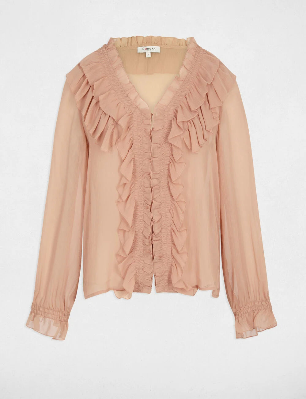 Camisa fluida con cuello en V rosa salmon Morgan