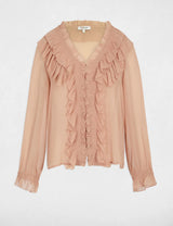 Camisa fluida con cuello en V rosa salmon Morgan