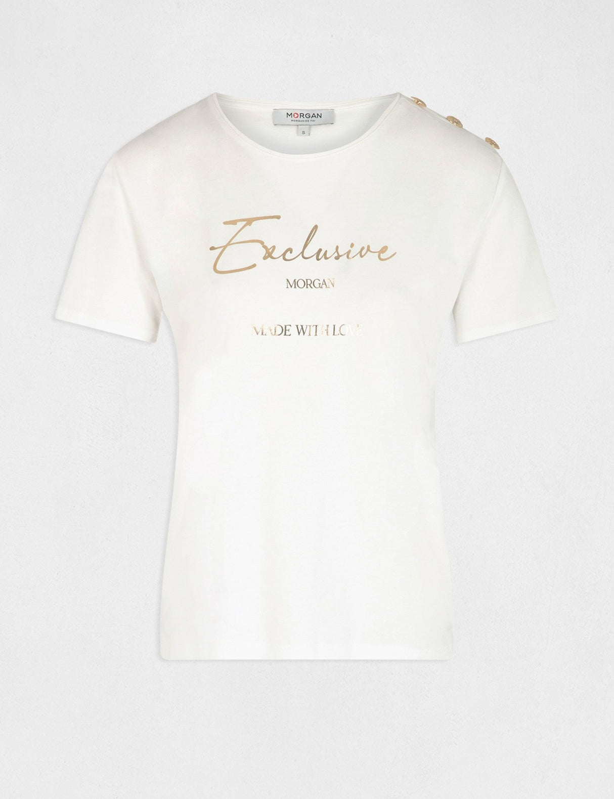 Camiseta de manga corta con mensaje crudo MORGAN - Blanco - Dendago