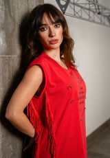 CAMISETA ROJA CON PIERCINGS ANIMOSA