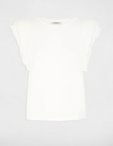 Camiseta con mangas de encaje blanco Morgan