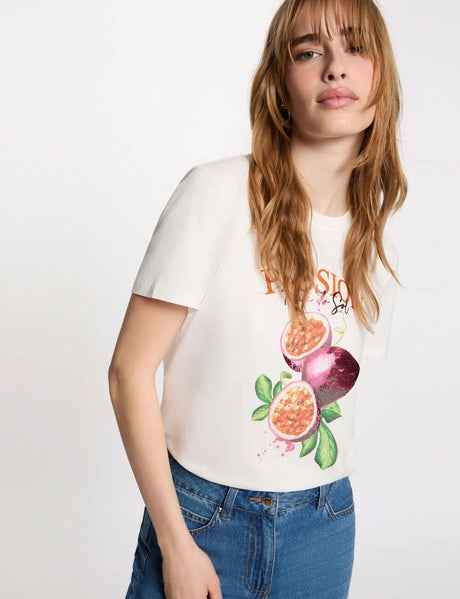 Camiseta estampada cuello redondo blanco Morgan