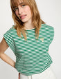 Camiseta de rayas bordada verde pradera Morgan