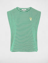 Camiseta de rayas bordada verde  pradera Morgan