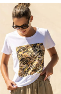 camiseta blanca con print corto Scusi