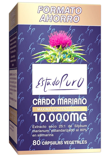 Cardo mariano 10000mg Estado Puro FORMATO AHORRO 80cap TONGIL - Dendago