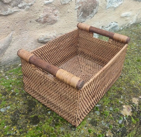 Cesta de mimbre rectangular con asas - Dendago