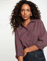 Camisa de cuadros con strass burdeos morgan