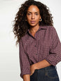 Camisa de cuadros con strass burdeos morgan
