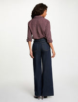 Camisa de cuadros con strass burdeos morgan
