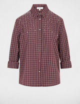 Camisa de cuadros con strass burdeos morgan