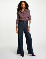 Camisa de cuadros con strass burdeos morgan