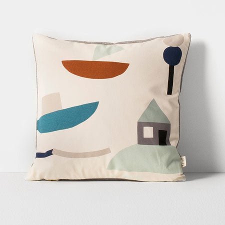 Cojín con motivos geométricos marineros 100% orgánico - Dendago
