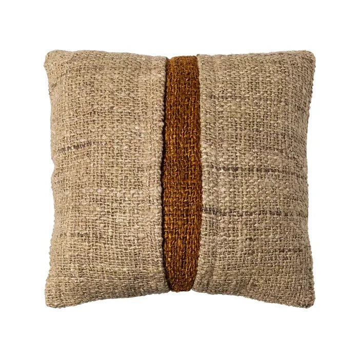 Cojin beig-ocre viscosa-algodon  45 X 45