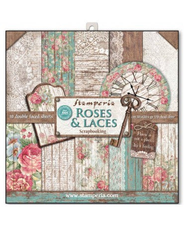 COLECCIÓN 30x30 STAMPERIA Roses and Laces 1