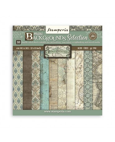 COLECCIÓN 30x30 STAMPERIA Voyages Fantastiques Backgrounds 1