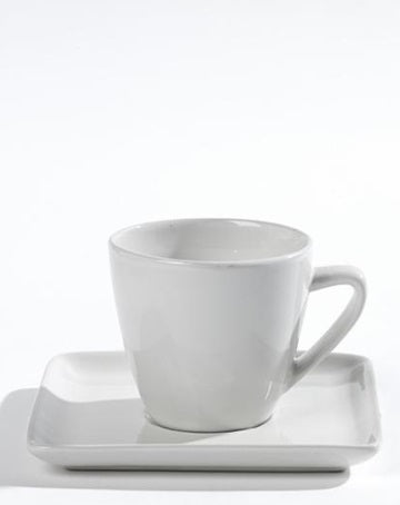 Conjunto de taza y plato (blanco) - Dendago